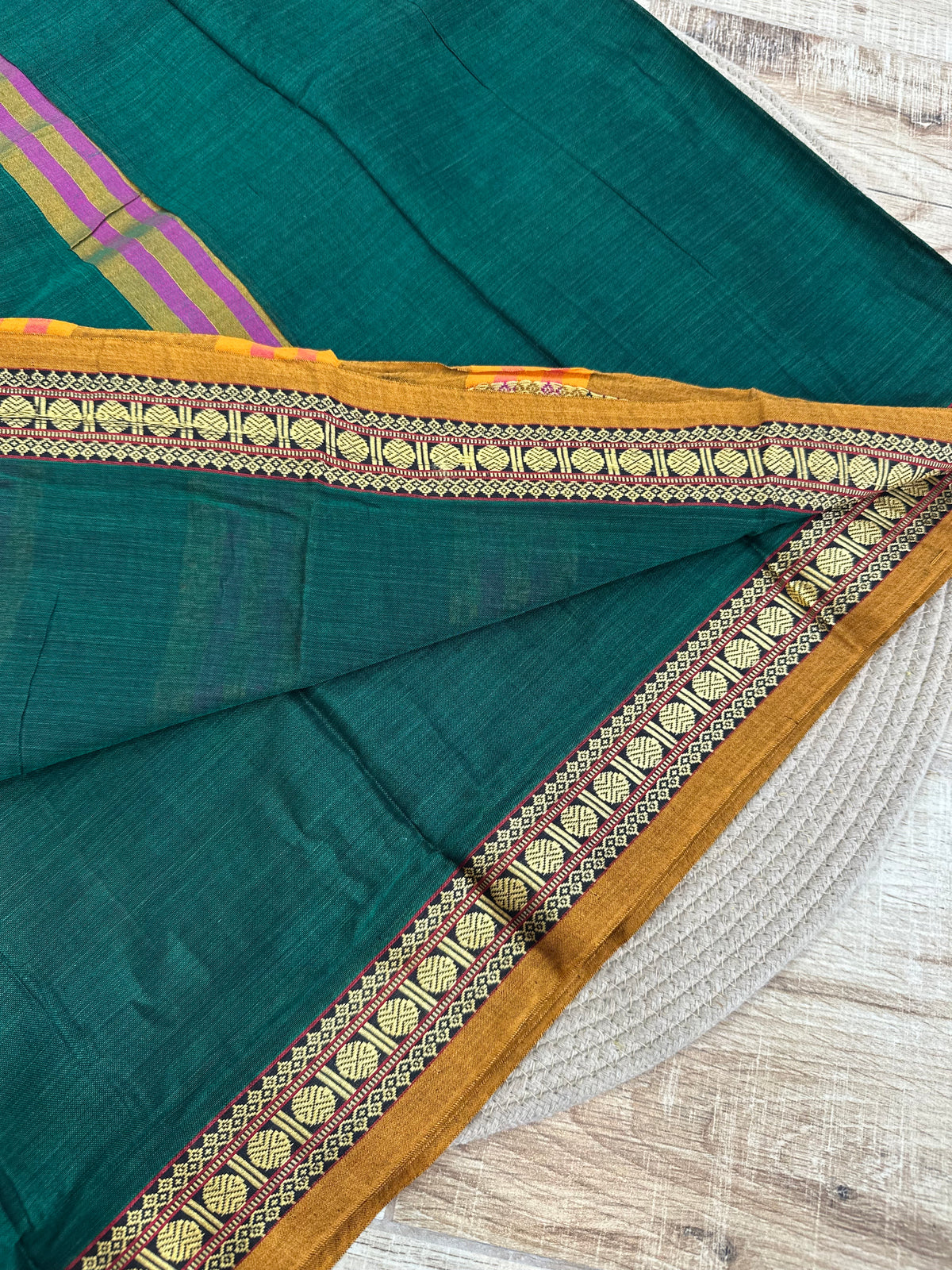OBKS0023 Bottle green Narayanpet saree