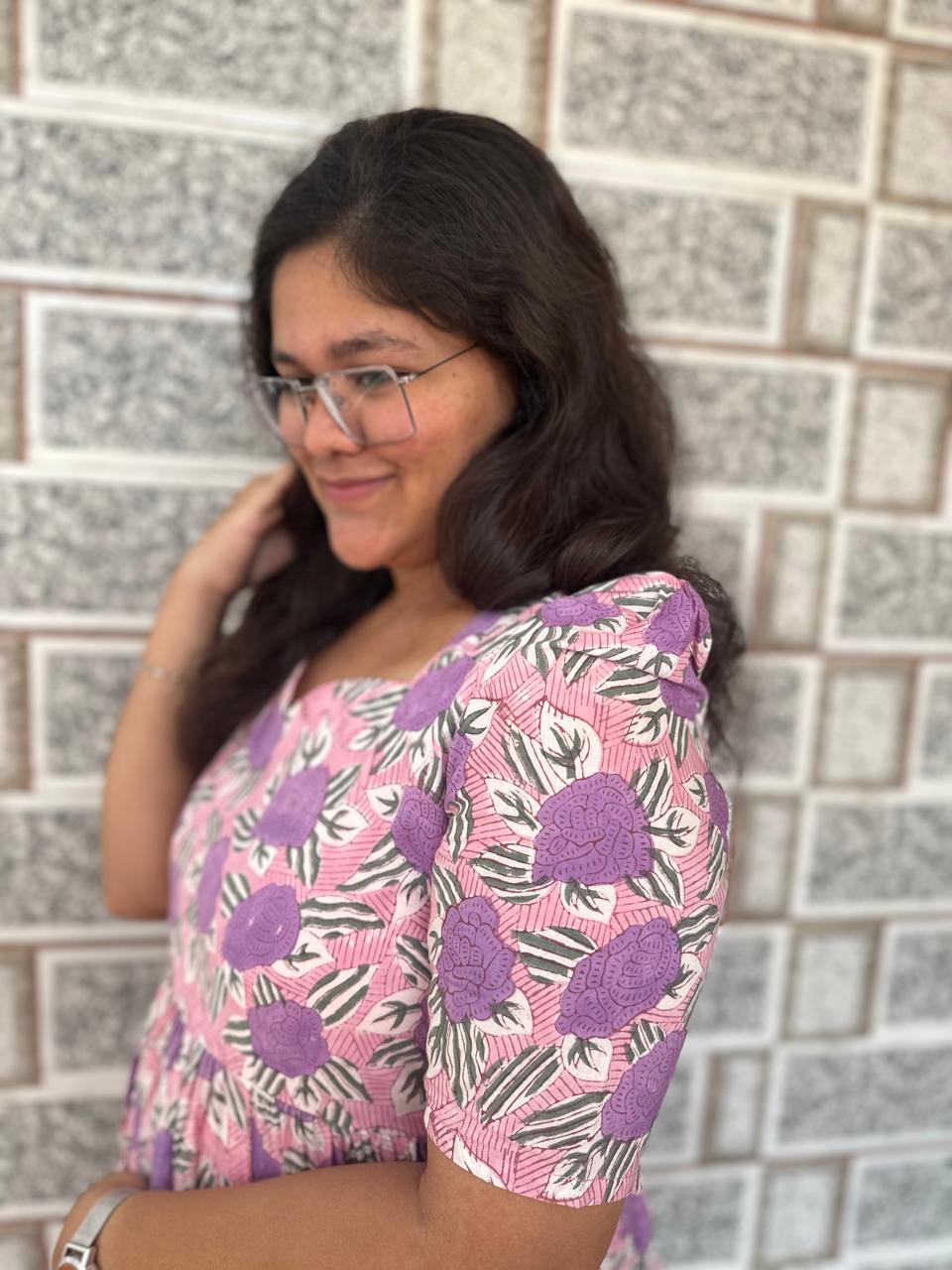 OBK0015 Pink Violet slit kurthi