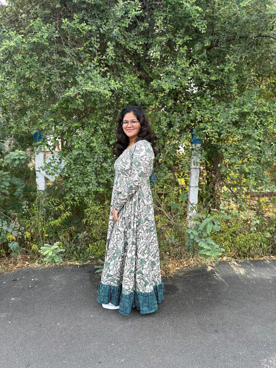 OBK0048 Grey green frock