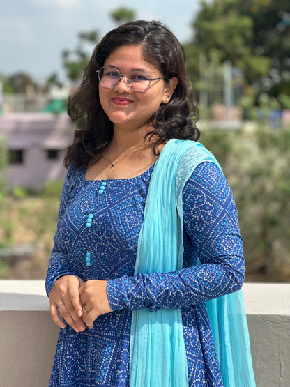 OBKF0061 SNEHA Royal blue bandhej