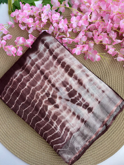 OBKS0023 Maroon shibori Linen saree