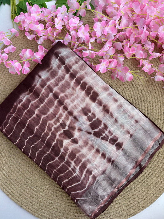 OBKS0023 Maroon shibori Linen saree