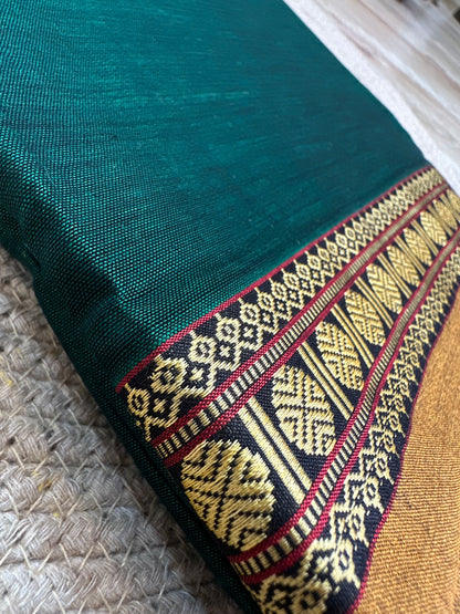 OBKS0023 Bottle green Narayanpet saree