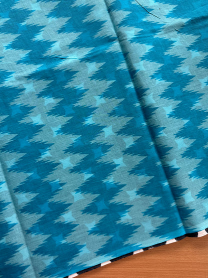 OBKS0017 Mul cotton saree - Blue zigzag