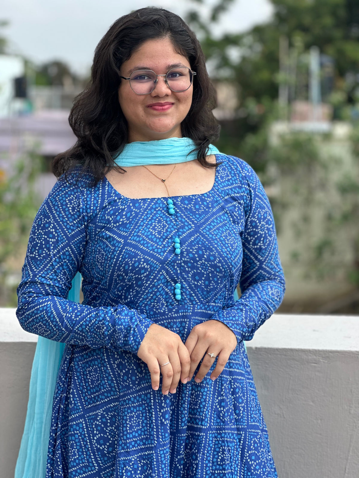 OBKF0061 SNEHA Royal blue bandhej