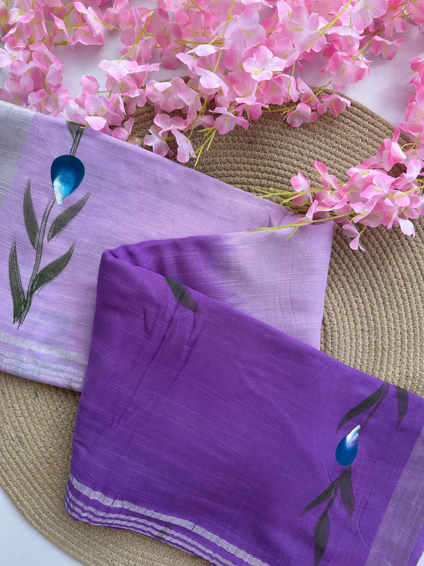 OBKS0007 Lavender Ombre Linen saree