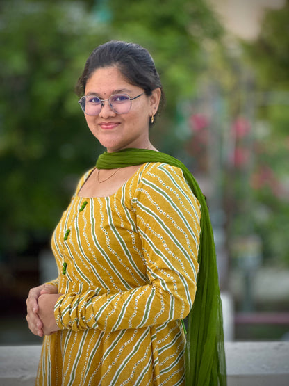 OBK0216 SNEHA - Yellow Bandhej