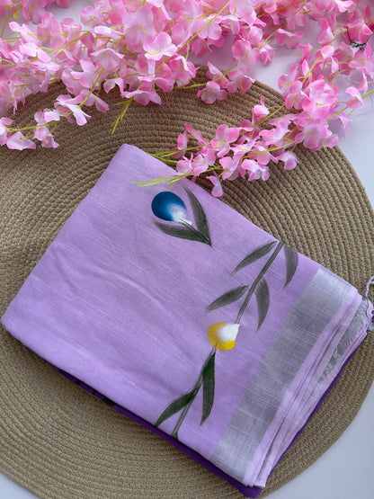 OBKS0007 Lavender Ombre Linen saree