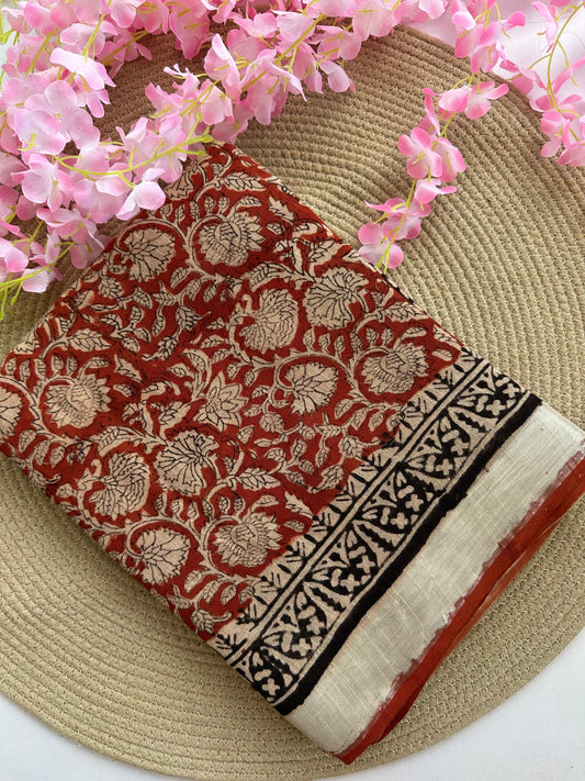 OBKS0010 Rust Linen saree