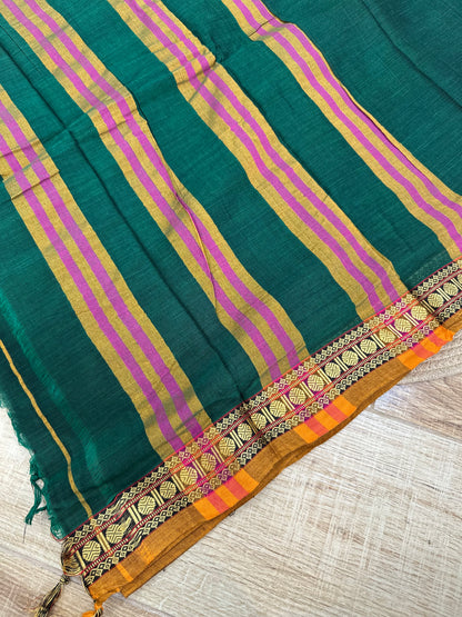 OBKS0023 Bottle green Narayanpet saree