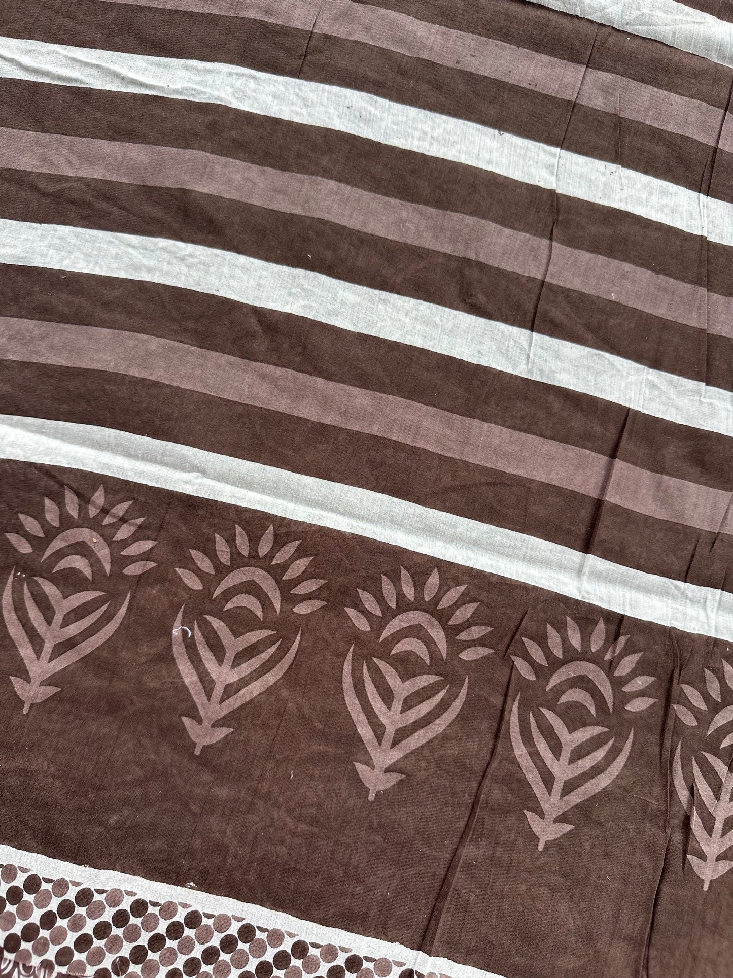 OBKS0021 Mul cotton saree - Brown motif