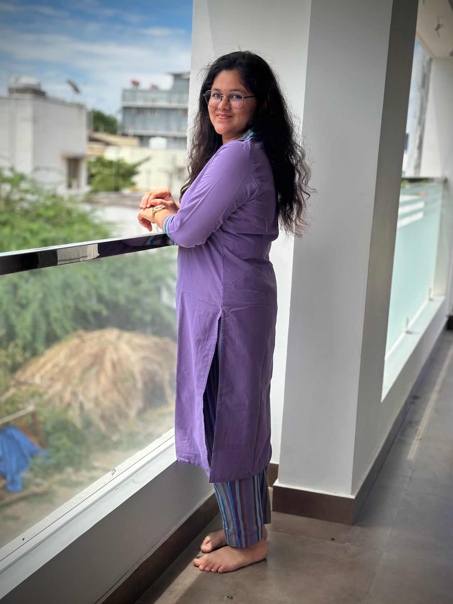 OBKC0020 KANIMOZHI Violet stripes