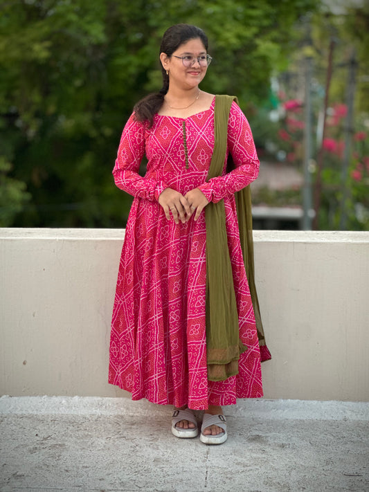 OBK0214 SNEHA - Pink Bandhej