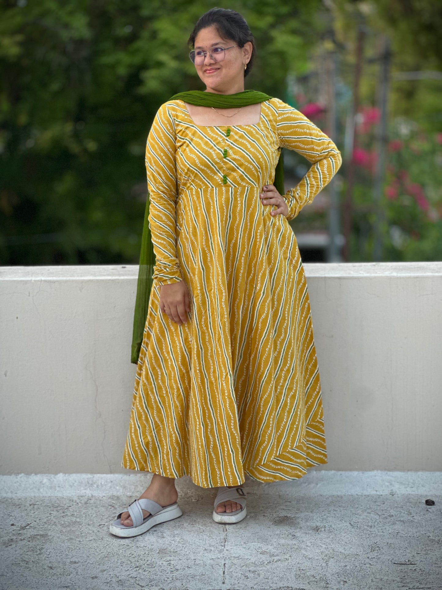 OBK0216 SNEHA - Yellow Bandhej