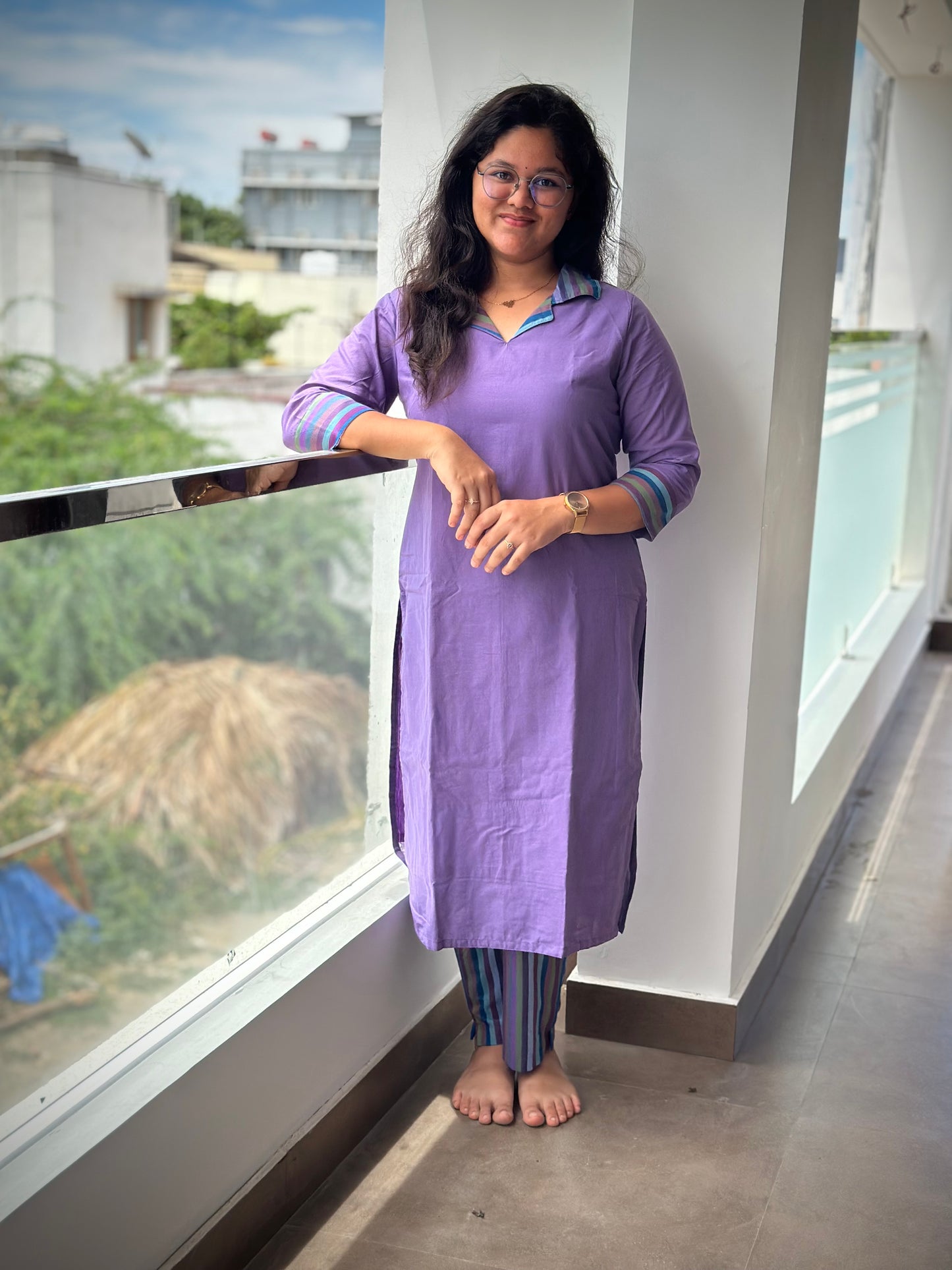 OBKC0020 KANIMOZHI Violet stripes