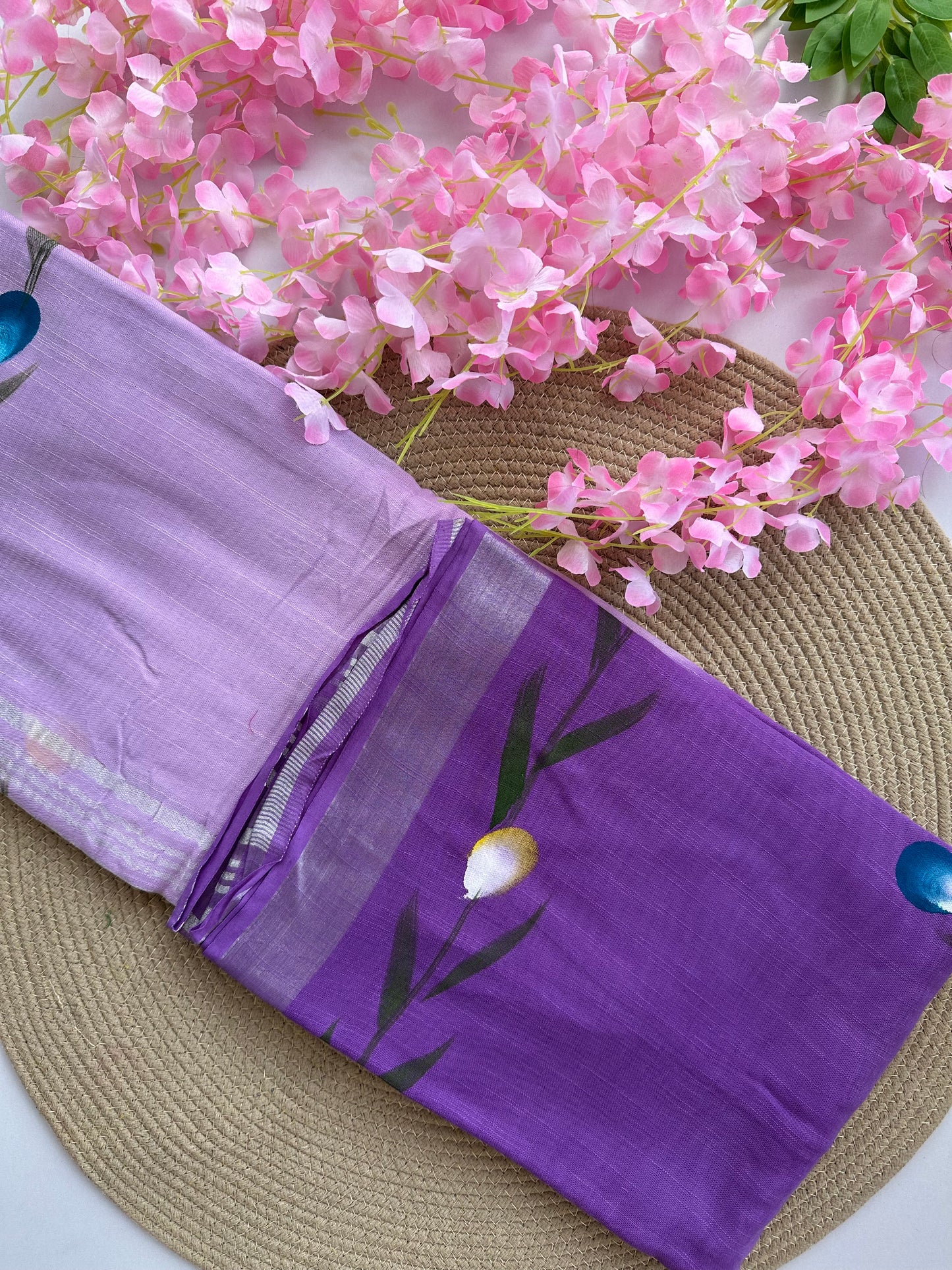 OBKS0007 Lavender Ombre Linen saree