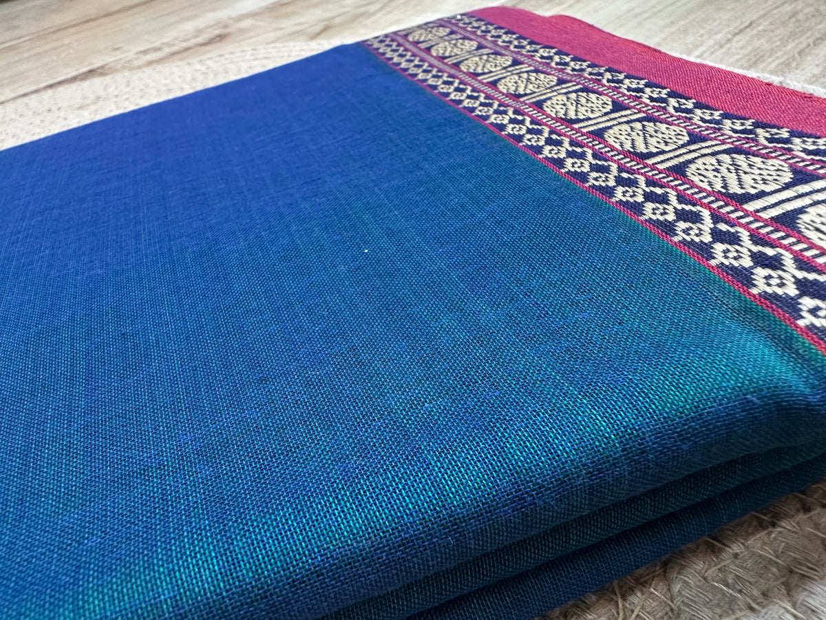 OBKS0024 Peacock Blue Narayanpet saree
