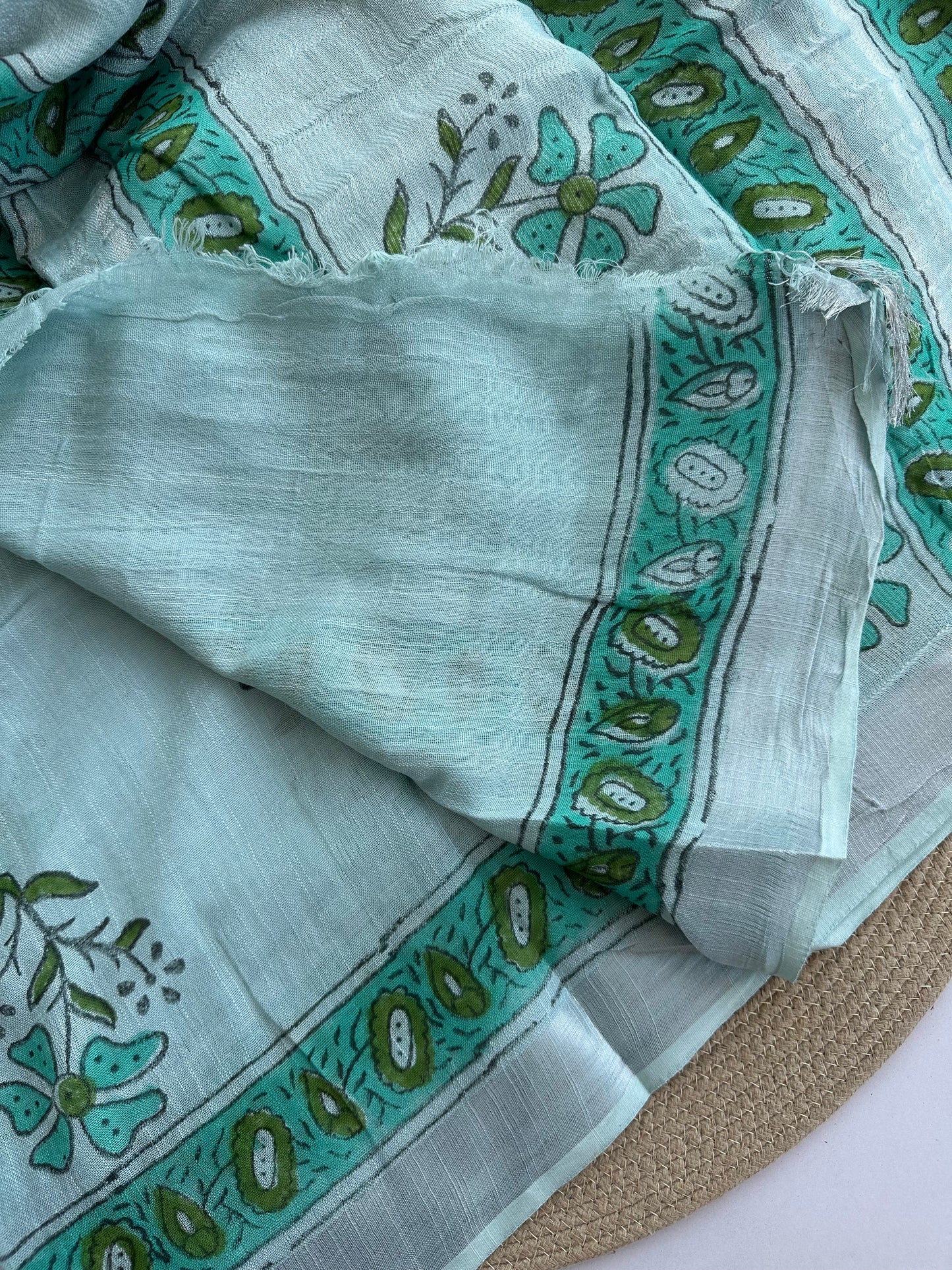 OBKS0016 Skyblue Linen saree