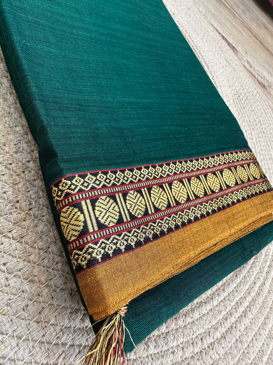 OBKS0023 Bottle green Narayanpet saree