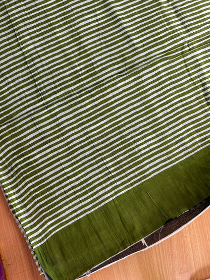 OBKS0019 Mul cotton saree - Green tree