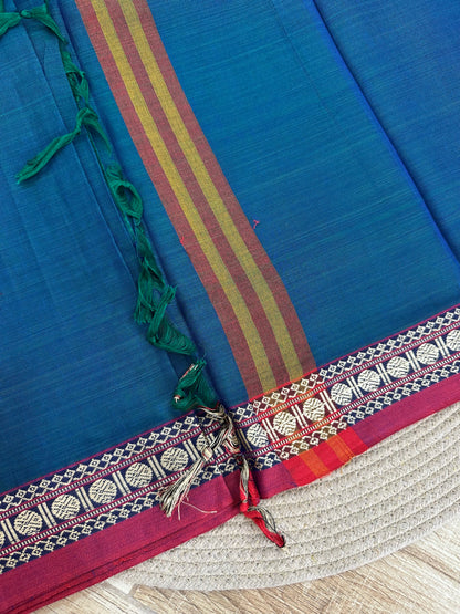 OBKS0024 Peacock Blue Narayanpet saree