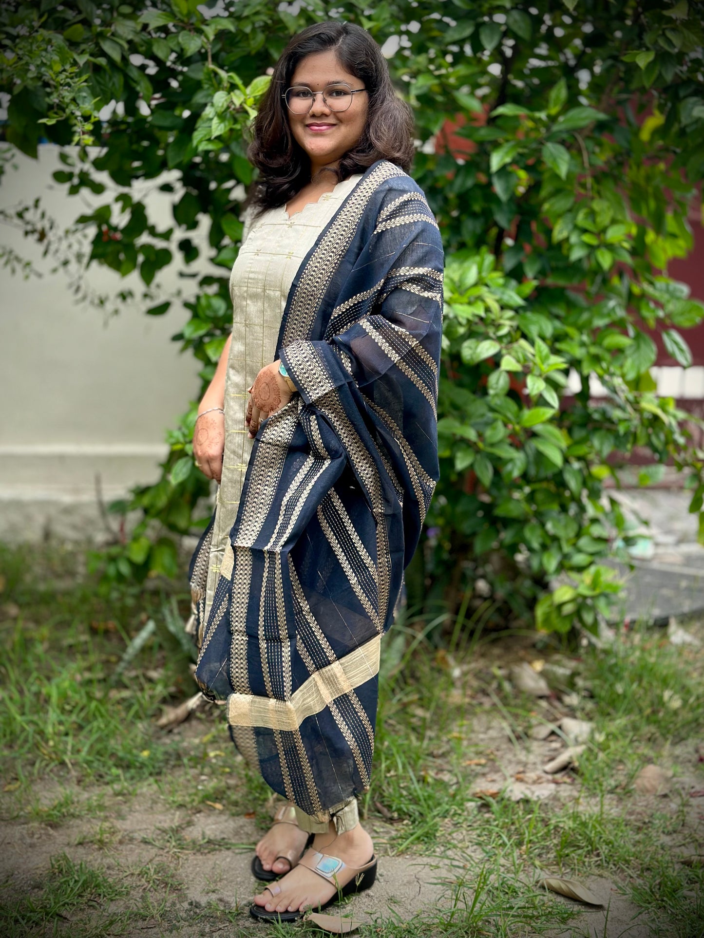 OBKD0003 Navy Blue Dupatta