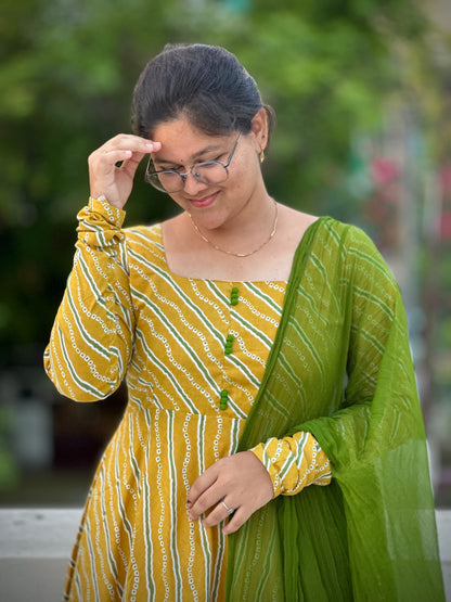 OBK0216 SNEHA - Yellow Bandhej