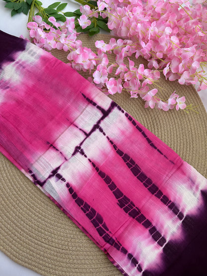 OBKS0022 Purple-pink shibori Linen saree