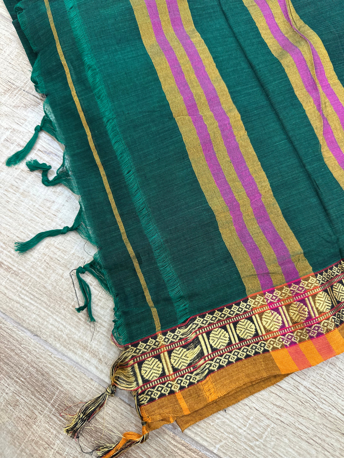 OBKS0023 Bottle green Narayanpet saree