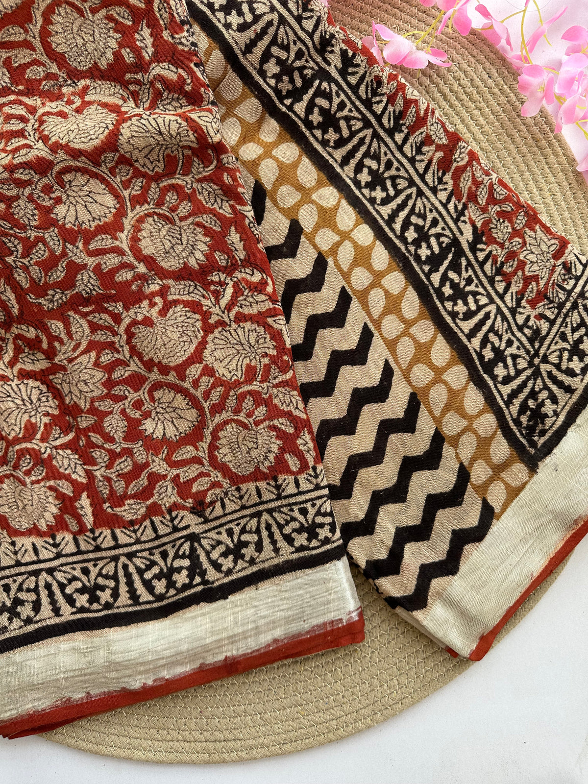 OBKS0010 Rust Linen saree