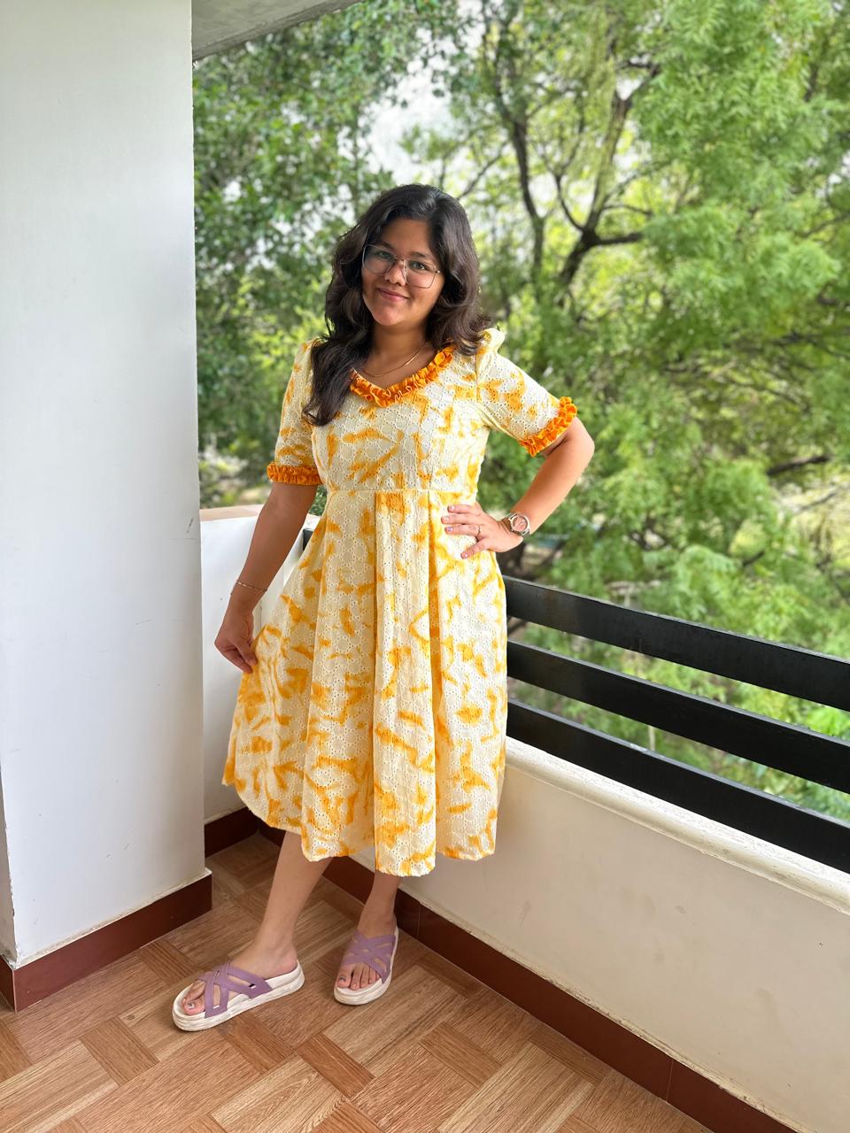 OBK0025 Yellow Tie die Midi