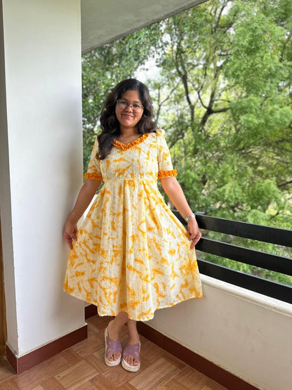 OBK0025 Yellow Tie die Midi