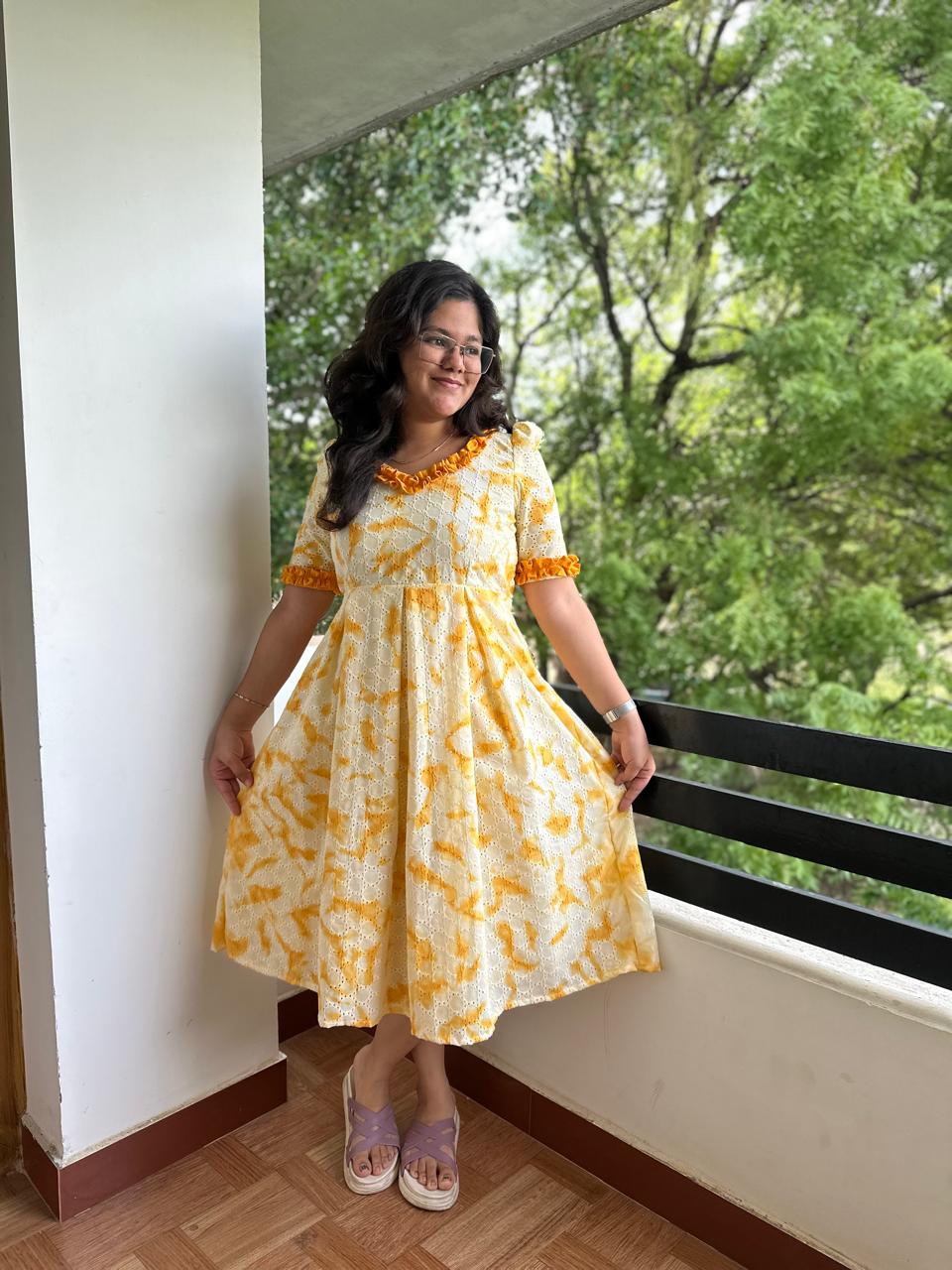 OBK0025 Yellow Tie die Midi