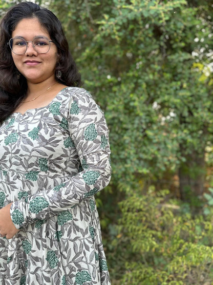 OBK0048 Grey green frock