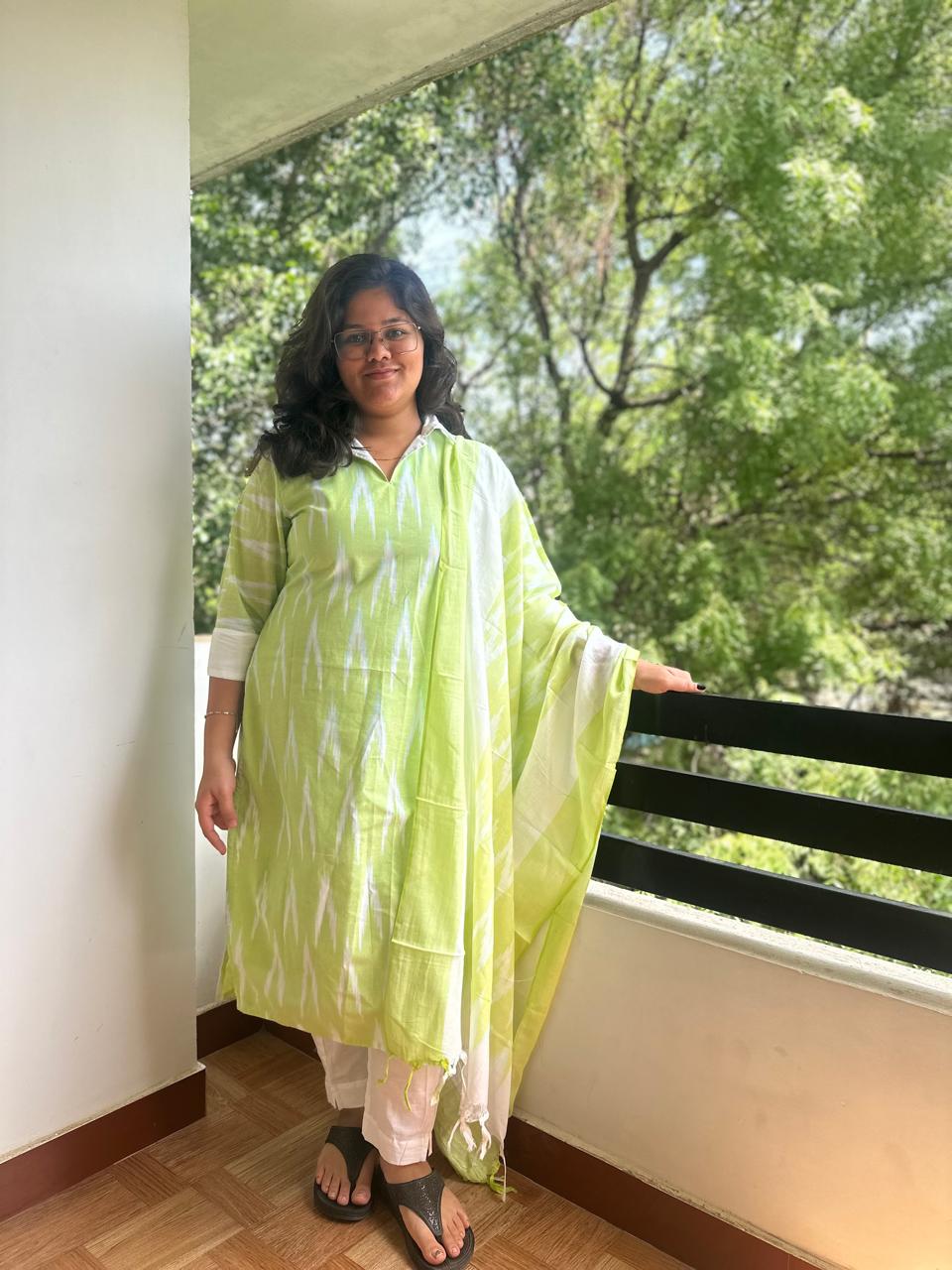 OBK0059 Green ikkat Chudi set