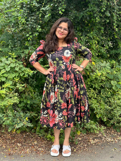 OBK0083 Black Flowers