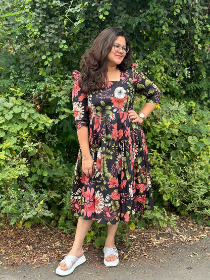 OBK0083 Black Flowers